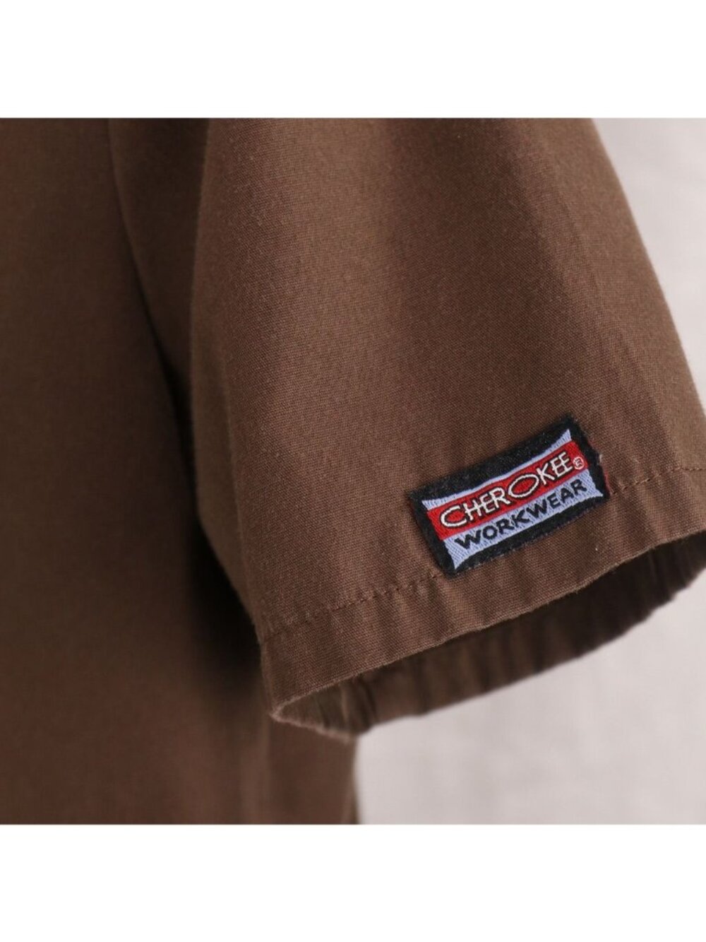 Scrub Top Womens XS Brown Snap Front Lab Medical Gorpcore Workwear Layering VTG - Picture 7 of 10